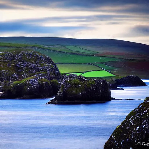 Image similar to landscape of donegal ireland, by giorgia o'keeffe