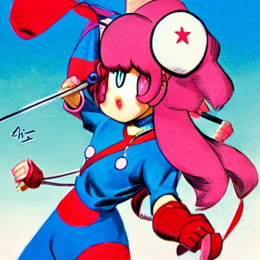 Prompt: kirby as girl, yusuke murata,