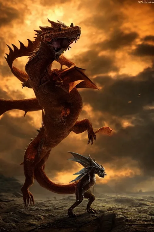 Prompt: a tiny puppy fighting a dragon, dramatic lighting, cinematic, establishing shot, extremely high detail, foto realistic, cinematic lighting, post processed, concept art, high details, cinematic, 8k resolution, beautiful detailed, photorealistic, digital painting, artstation, concept art, smooth, sharp focus, artstation trending, octane render, unreal engine