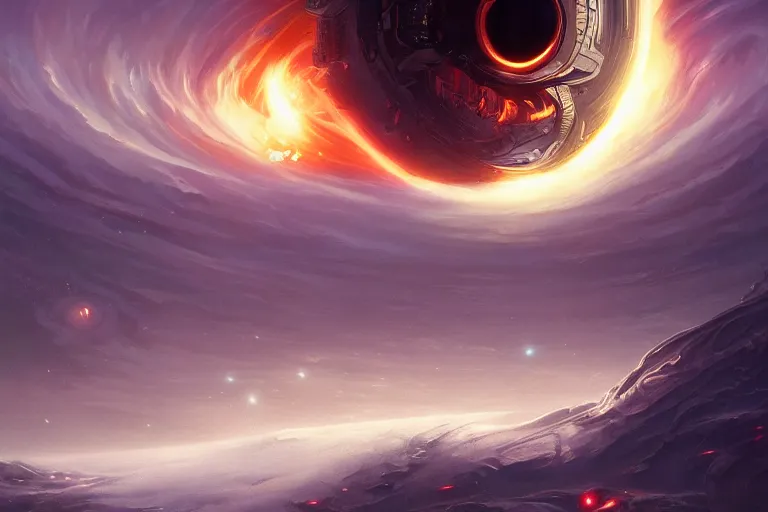 Prompt: A black hole consuming an entire universe, trending on Artstation, highly detailed, HD wallpaper, 4k, photorealistic, digital art, art by artgerm and Greg Rutkowski and Alphonse Mucha