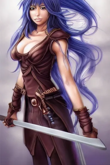 Image similar to a portrait of a fantasy anime warrior character with long hair, artgerm