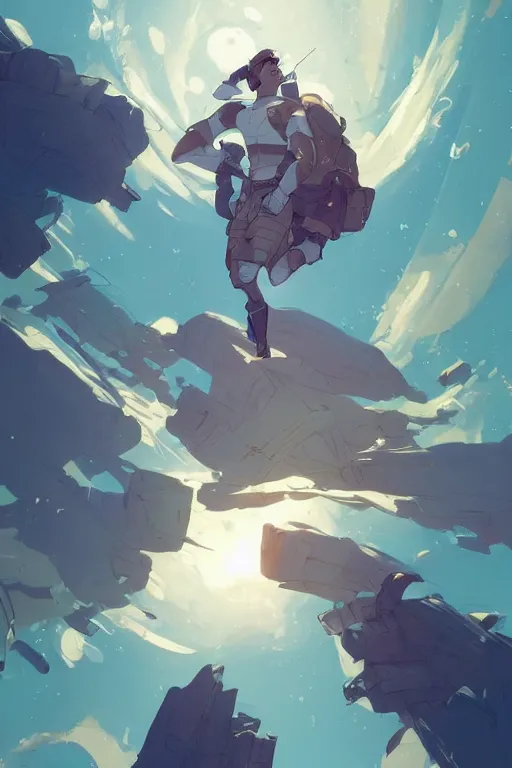 Image similar to looking up into the sky i see an anxious reflection of myself behance hd artstation by jesper ejsing, by rhads, makoto shinkai and lois van baarle, ilya kuvshinov, ossdraws, that looks like it is from borderlands and by feng zhu and loish and laurie greasley, victo ngai, andreas rocha