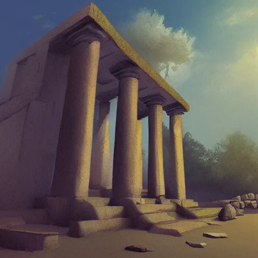 Prompt: A sumerian temple, art by Nathan Fowkes , art station, concept art,