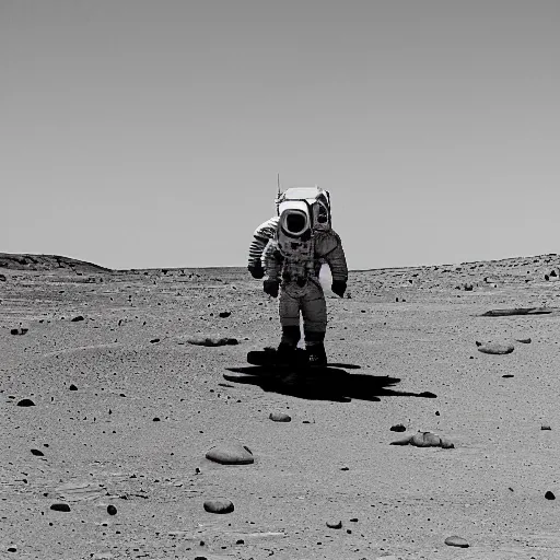 Prompt: Apollo crew landing on Mars, historical photo, black and White, detailed, High quality