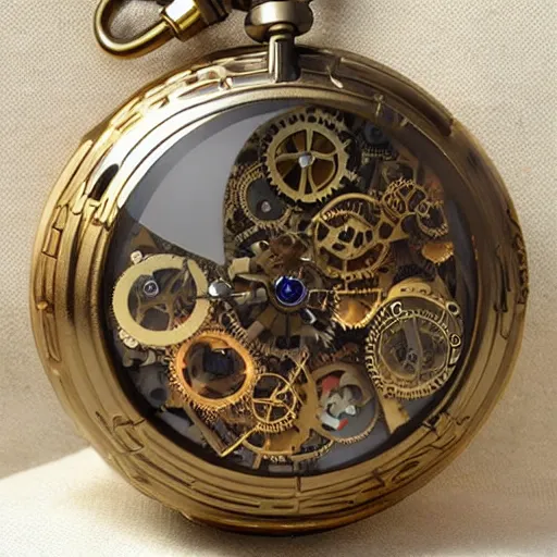 Prompt: complicated elaborate steampunk pocketwatch