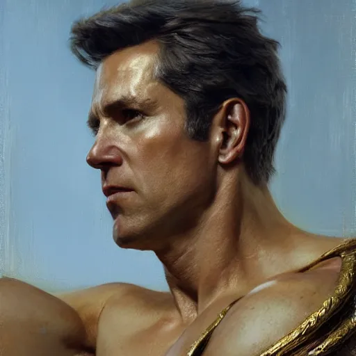 Image similar to detailed realistic cinematic wide shot of beautiful attractive muscular joe biden, roman empreror gold clothes wearing blue bath robe slim face symettrical face clean skin black eyes black robe smooth, sharp focus, ultra realistic, spring light, painting by gaston bussiere, craig mullins, j. c. leyendecker