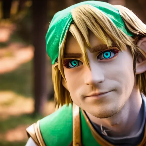 Prompt: link from the legend of zelda as real human, 8 k photography