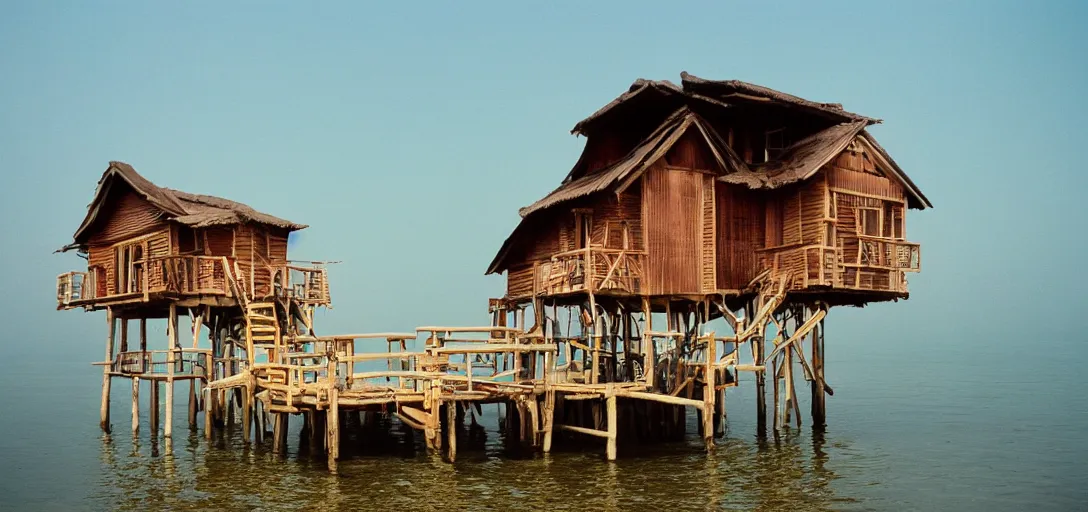 Prompt: stilt house designed by wolf d. prix. fujinon premista 1 9 - 4 5 mm t 2. 9. portra 8 0 0.