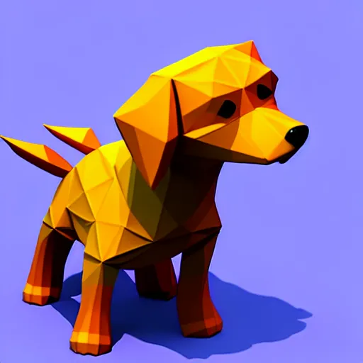 Image similar to Isometric 3D Fantasy Cute Dog, Low-poly model, handpaint texture, Blender, 3DCoat, RizomUv