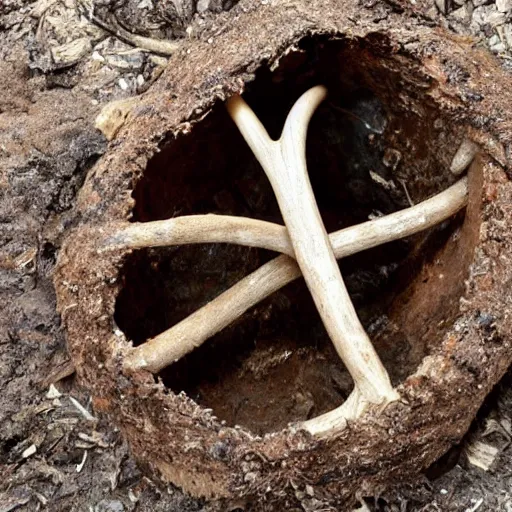 Prompt: N2O canister made of antler found among shamanic grave goods