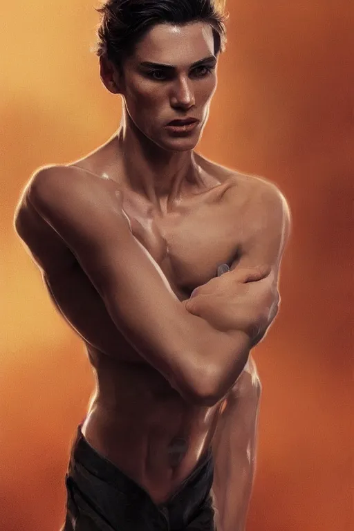 Prompt: stunningly handsome, male ballet dancer in jungle, symmetrical face, golden hour, smooth, focus, highly detailed, hyper realistic, dramatic lighting, elegant, intricate, concept art, art by wlop, mars ravelo, greg rutowski, artstation