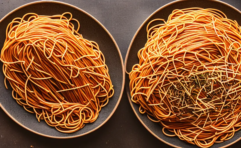 Image similar to top view of a spaghetti bowl, natural light, cinematic lighting, 8 k