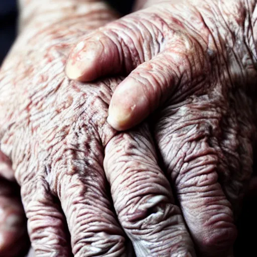 Image similar to highly detailed close up of elderly hands