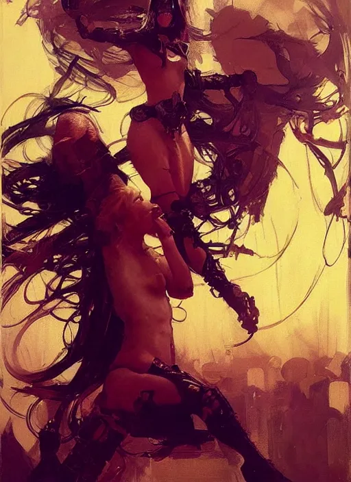 Image similar to cyberpunk, intricate, elegant, highly detailed, greg manchess, mucha, liepke, ruan jia, jeffrey catherine jones, ridley scott