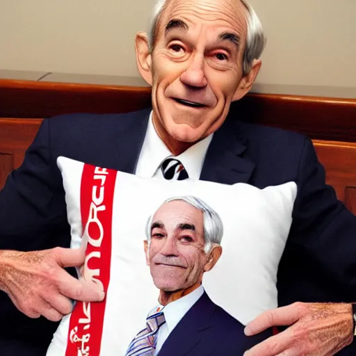Image similar to ron paul showing off his anime body pillow