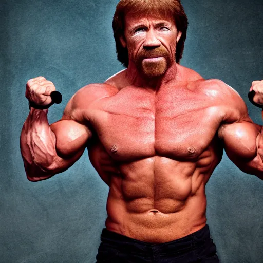 Image similar to bodybuilder chuck norris, 4 k, high detail, high - resolution photograph, professional photography, ultra - detail