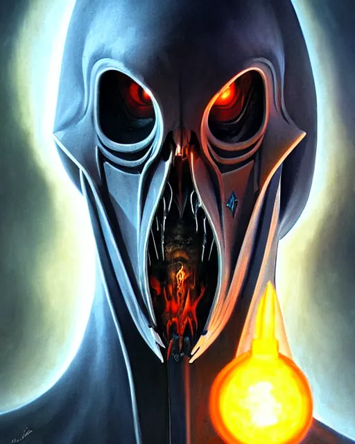 Prompt: reaper from overwatch, character portrait, portrait, close up, highly detailed, intricate detail, amazing detail, sharp focus, vintage fantasy art, vintage sci - fi art, radiant light, caustics, by boris vallejo