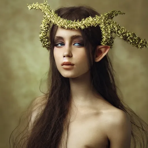 Image similar to stunning portrait photography of young beautiful elf queen from national geographic award winning