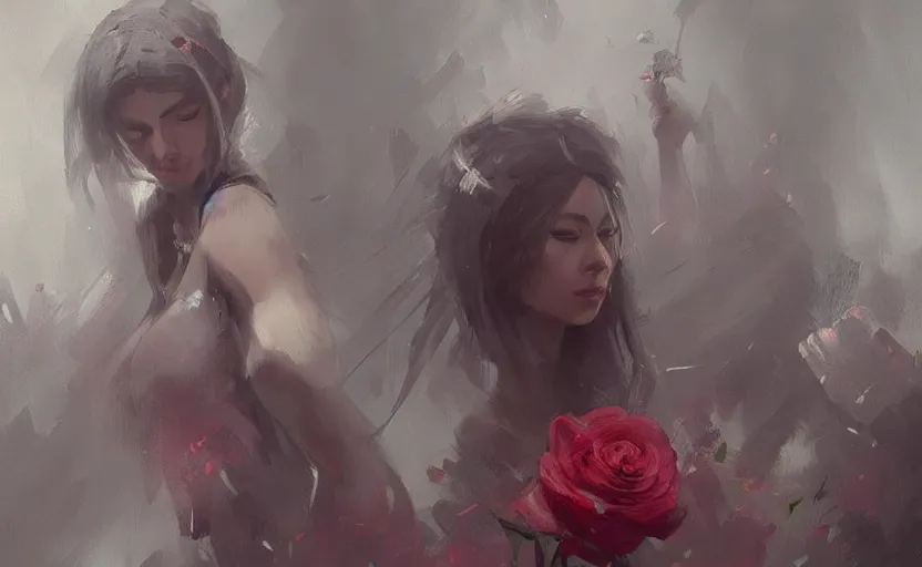 Image similar to a painting of virtualrose trending on artstation in the style of greg rutkowski