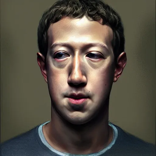 Image similar to hyper realistic, portrait of asian : : 2 mark zuckerberg, epicanthal fold, painted by greg rutkowski,