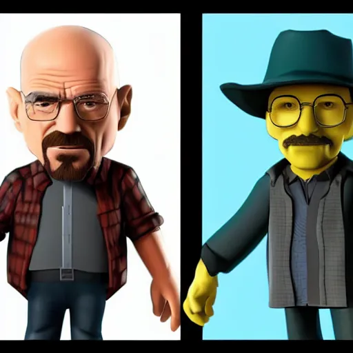 Image similar to cast of breaking bad as disney 3 d characters