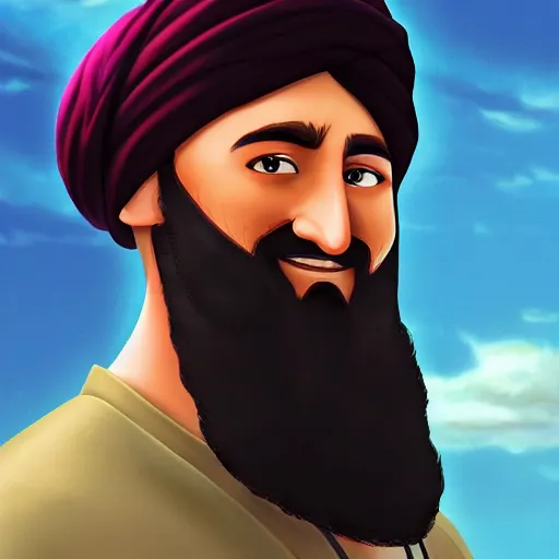 Image similar to Osama Bin Laden appears in new Disney movie, digital painting, 4k, anime key visual, artstation, kuvshinov ilya