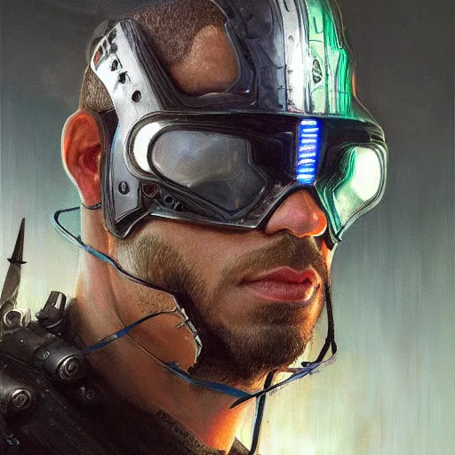 Prompt: drake as a realistic cyberpunk knight, closeup portrait art by donato giancola and greg rutkowski, realistic face, digital art, trending on artstation, symmetry!!