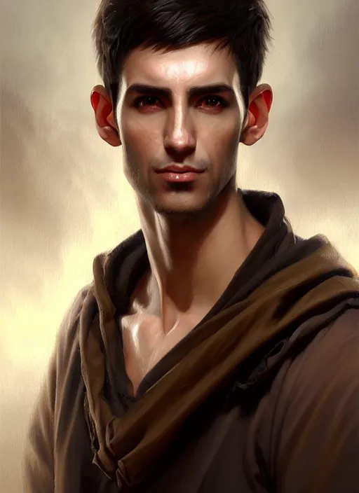 Image similar to a _ fantasy _ style _ portrait _ painting _ of light brown argentinian male short black hair defined very chiseled facial features long face big ears, rpg dnd oil _ painting _ unreal _ 5 _ daz. _ rpg _ portrait _ extremely _ detailed _ artgerm _ greg _ rutkowski _ greg