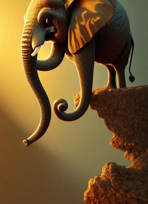 Image similar to a painting of an ant with the trunk of an elephant, concept character art, art nouveau, beautifully backlit, highly intricate, detailed painting, aesthetic octane render, 8 k hd resolution