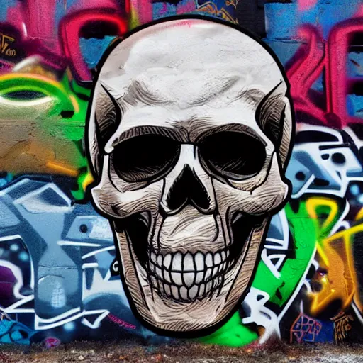 Prompt: graffiti skull, 8k, highly detailed, behance