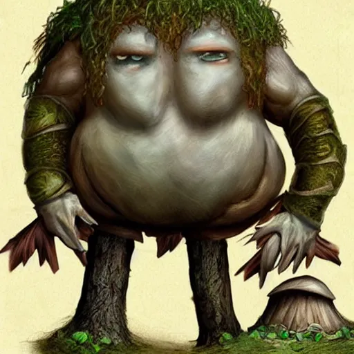 Image similar to mushroom troll fantasy concept art depardieu