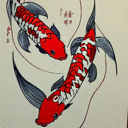 Prompt: koi fish in the style of Starry Knight