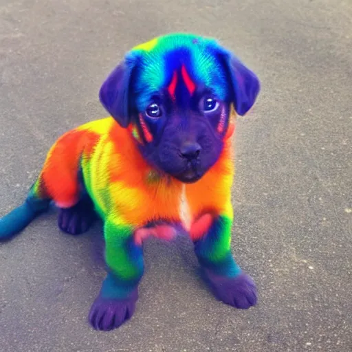 Image similar to rainbow puppy