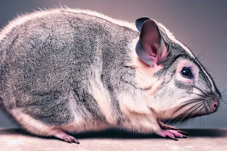 Image similar to a chinchilla pig!!! hybrid! hyper realistic!! realistic lighting!! wildlife photographer of the year!!! bold natural colors, national geographic, hd, wide angle, 8 k