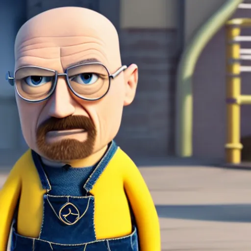 Image similar to Walter White as Gru in Despicable Me, artistic, 8k, octane render, pixar, minions