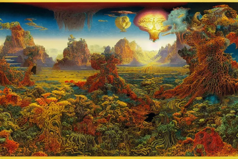 Image similar to landscape by ernst haeckel, david a. hardy, oyama kojima, phil koch, annie leibovitz, benoit mandelbrot, dan mumford, bruce pennington, mimmo rotella