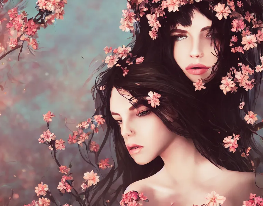 Image similar to vector girl with flowers, beautiful texture, beautiful graphics, fantasy artwork, very beautiful scenery, hd, hdr, ue 5, ue 6, unreal engine 5, cinematic 4 k wallpaper, 8 k, ultra detailed, by popular digital, details, beautiful image ever created, high resolution, artstation, award winning