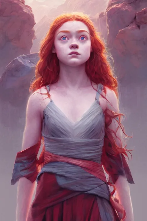 Image similar to goddess of the scarlet rot sadie sink, highly detailed, digital painting, artstation, concept art, smooth, sharp focus, illustration, unreal engine 5, 8 k, art by artgerm and greg rutkowski and edgar maxence