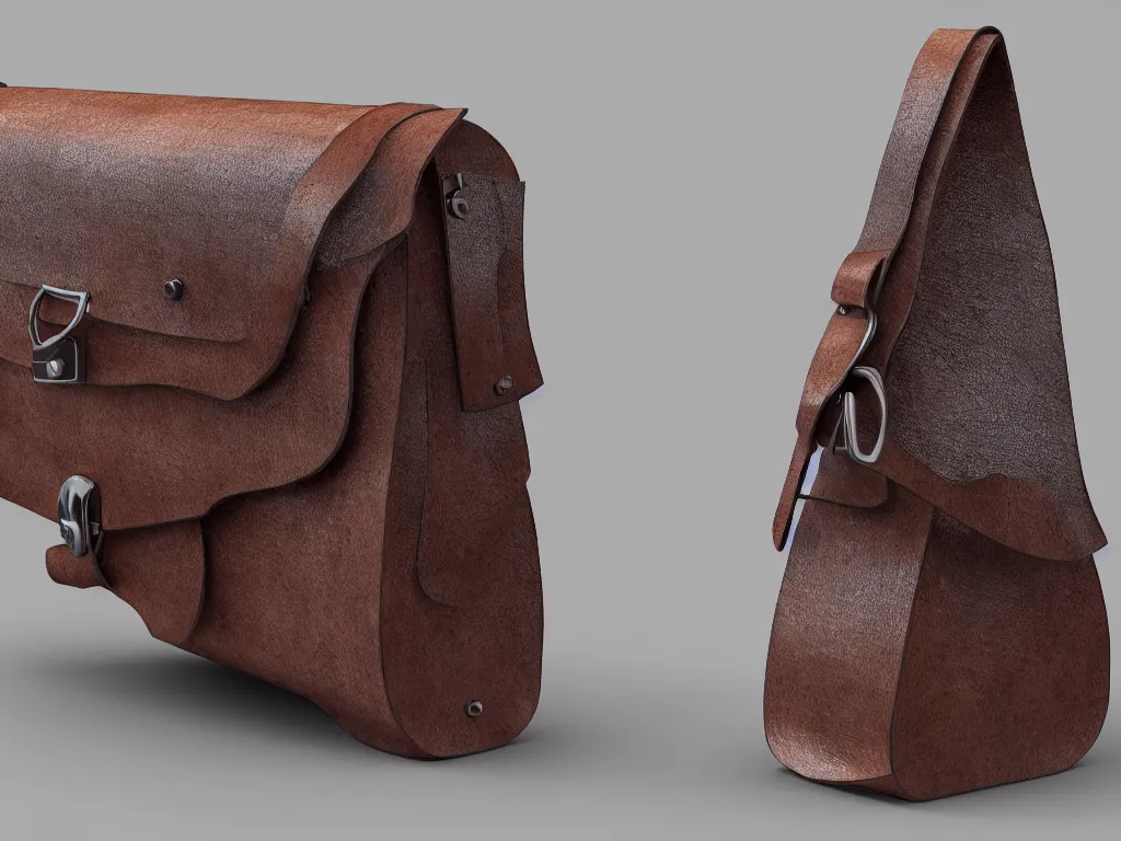 Prompt: leather bag in the style of microbe, designed by brand mlouye, product concept, 3 d render, octane renderer, raytracing, 8 k resolution, rim light, hyperrealistic, photorealistic, high definition, highly detailed, tehnicolor, product photography, masterpiece