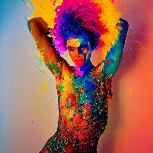 Prompt: tumultuous, opulent by ryan mcginley. this body art is one of the most beautiful body arts i have ever seen. the colors are so vibrant & the brush strokes are so fluid. it looks like the body art is alive.