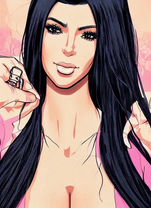 Prompt: kim kardashian manga cover, detailed color manga drawing, intricate, artstation trending, timeless