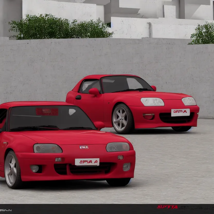 Prompt: supra mk 4, miata na, kyza saleem, realistic, 4 k, red