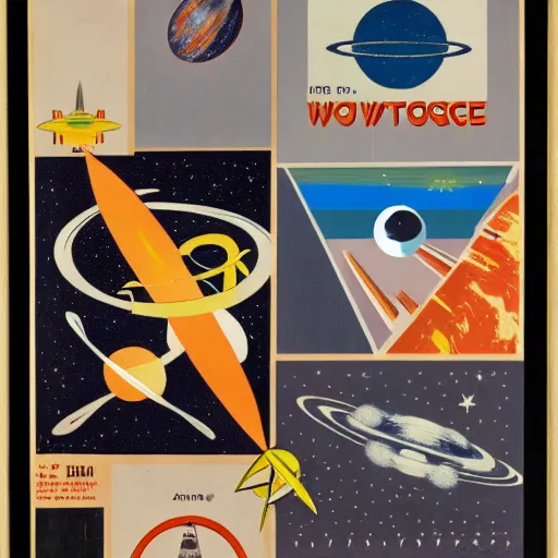 Image similar to A mid-century modern collage of Space Travel.