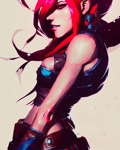 Image similar to a ultradetailed painting of katarina from league of legends by conrad roset, greg rutkowski and makoto shinkai trending on artstation