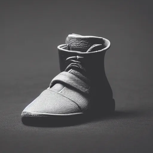 Prompt: shoe with no laces designed by Kanye West, product photography, shallow depth of field