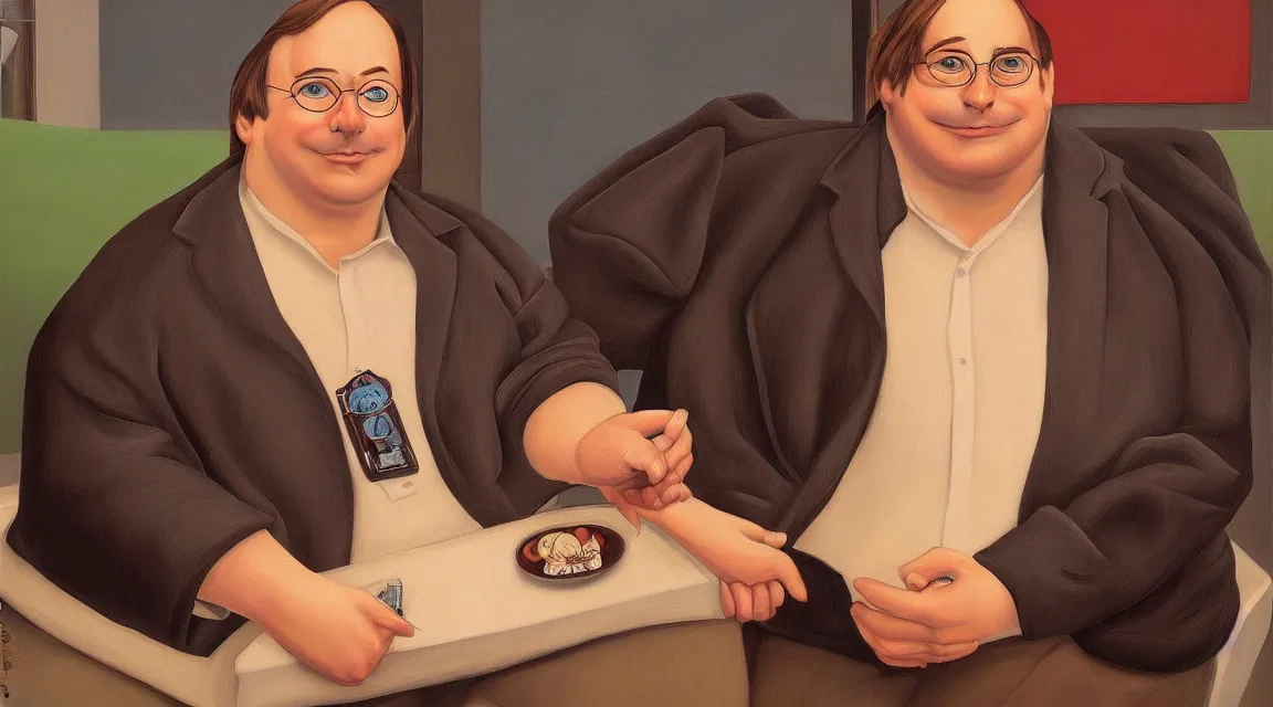 Image similar to portrait of Linus Torvalds painted by fernando botero