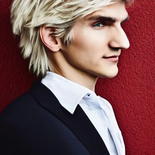 Image similar to really handsome gigachad xqc, beauty magazine photograph