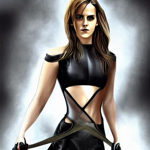 Prompt: Emma Watson as Black Canary, digital painting, highly detailed, full body