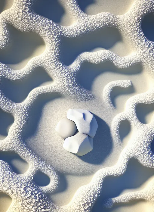 Image similar to white zen beach cave made of sand and geodes up close shot, sharp focus, global illumination, radiant light, alexandre ferra white mecha, irakli nadar, octane highly render, 4 k, ultra hd,