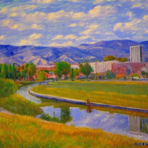 Image similar to an impressionist painting of Boise Idaho